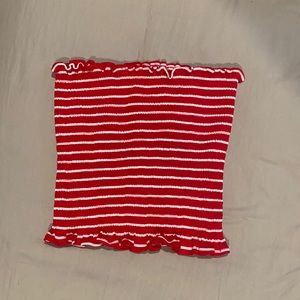 Red and white striped tube top